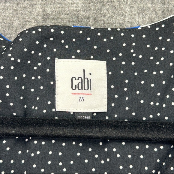 Cabi Blue Abatract Untamed Print w Polka Dot Lining Dress, Sharkbite Hem Sz Med - Picture 16 of 16